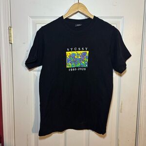 Stussy Black Tee with Colorful Graphic